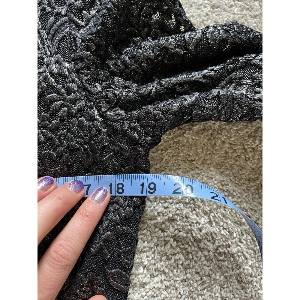 Lauren Ralph Lauren LRL Cocktail Dress 16 Scalloped Metallic Lace Black Evening - Picture 6 of 8
